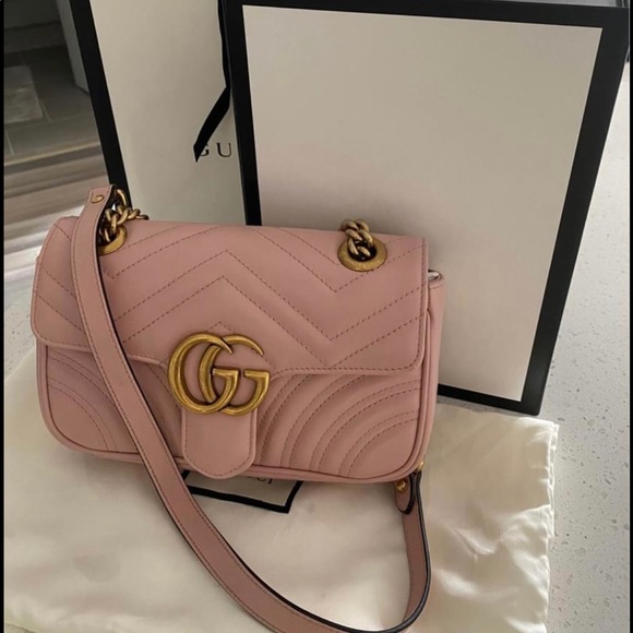 Pink Mini Gucci Marmont Flap Bag - Picture 1 of 3